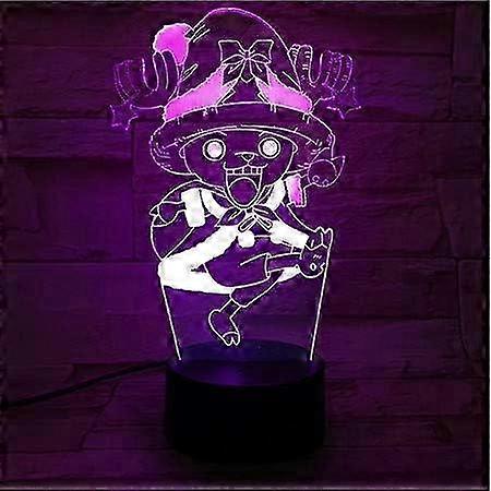 One Piece Luffy 3D Illusion Night Light Lamp Smart Touch, RGB Effect USB Cable Powered Creative 3D Japanese Anime Lamp