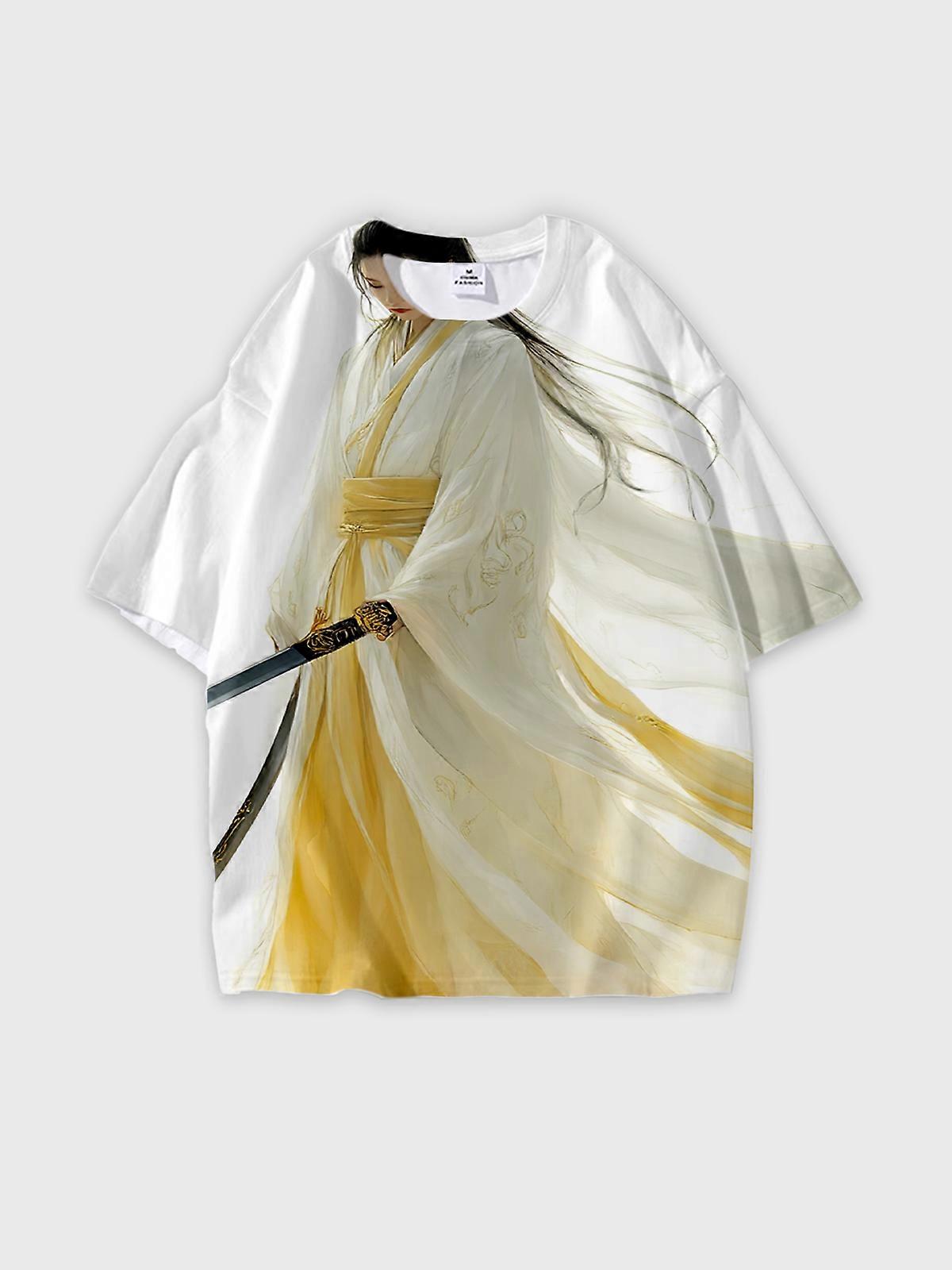 T-Shirt Short Sleeve Round Neck, Summer Casual Loose Graphic Tee, Unisex Pattern W2109