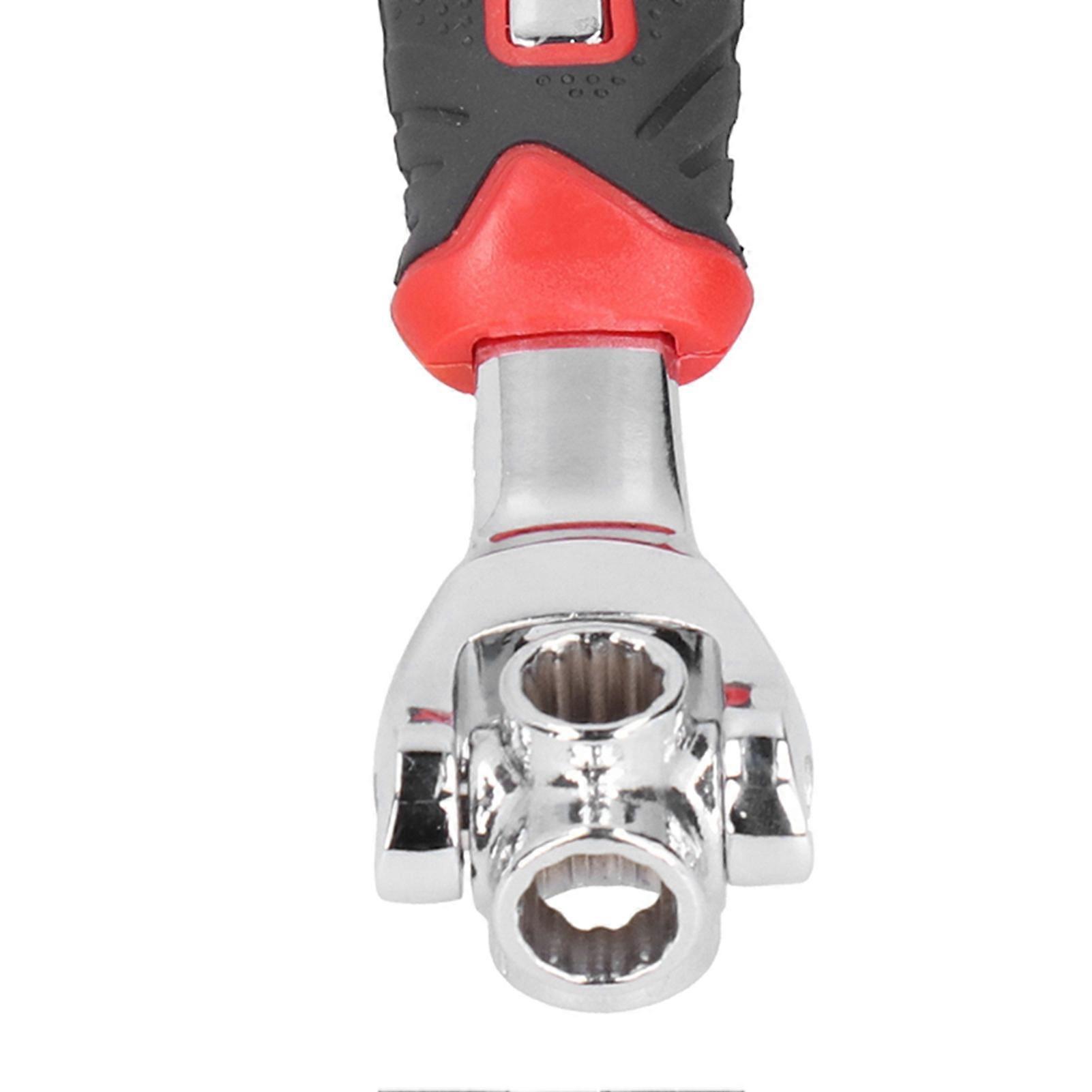 8-in-1 Red and Black Portable Multi-Function Metric Wrench