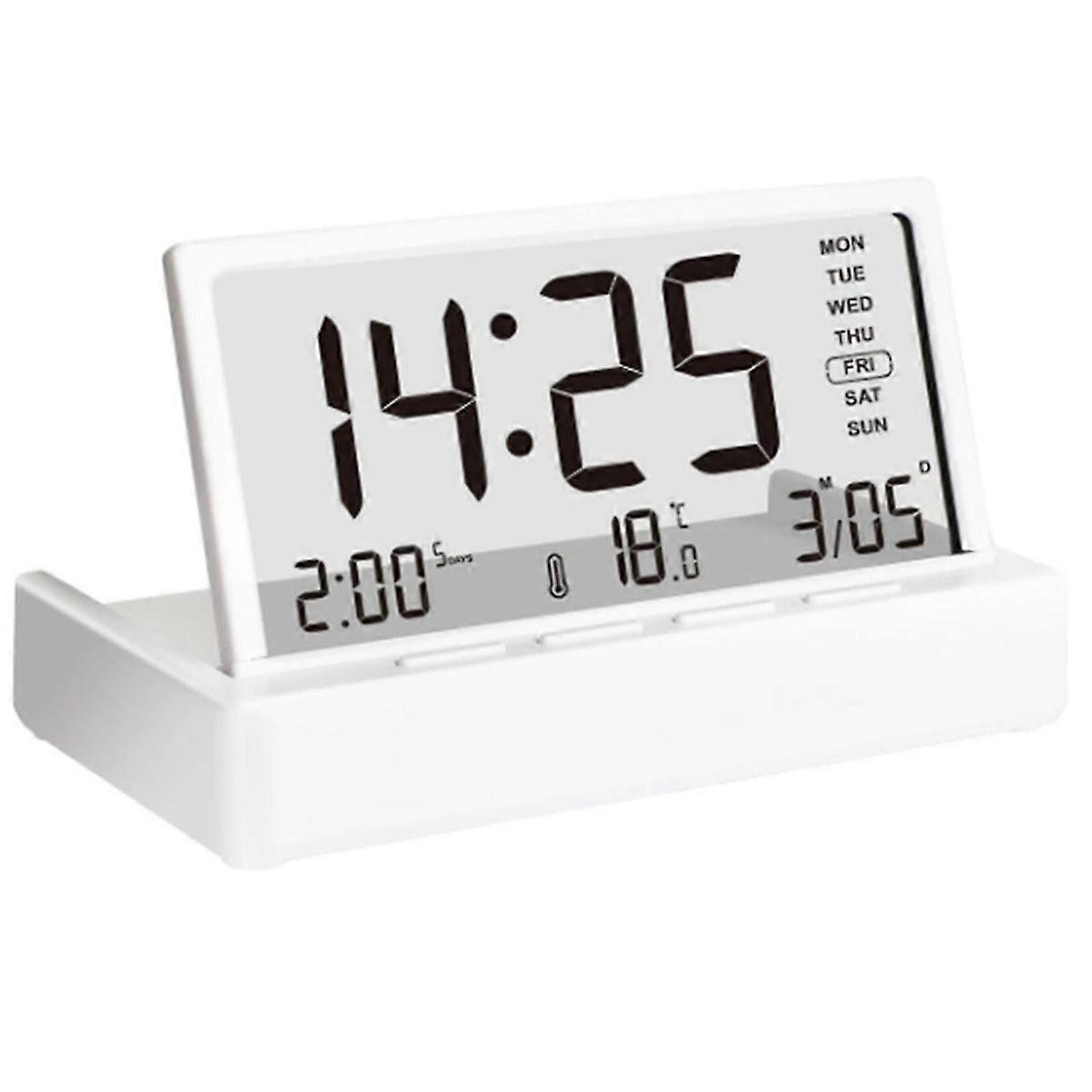Foldable Alarm Clock Organic Glass Material with 3 Alarms Setting Temperature/Calendar/Week Display Desktop Decoration