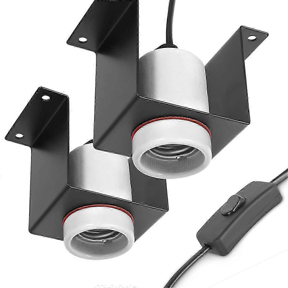 Reptile Ceramic Socket, Heat Lamp Holder for Terrariums Bracket Light Fixture, Bulb Not Included 2p