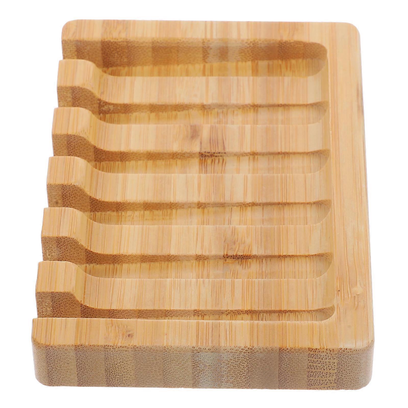 Khaki Bamboo Soap Dish for Shower Storage 2Pcs Practical Soap Tray