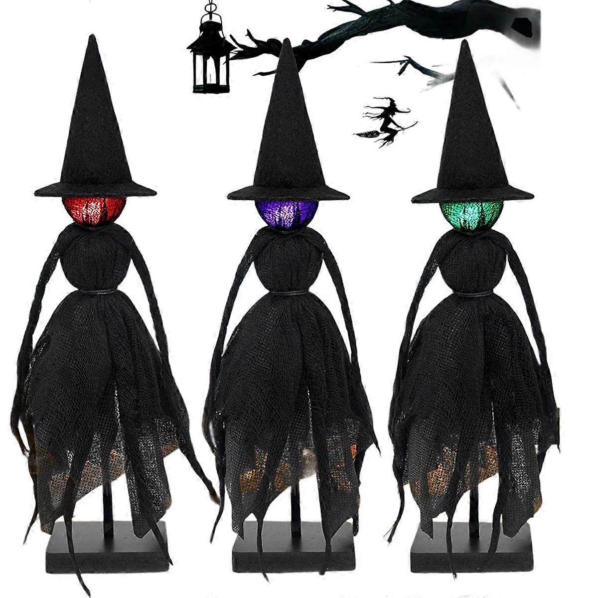 Halloween Decorations Indoor, Spooky Halloween Witch Figurines for Mantel, Shelf & Tabletop Decor C