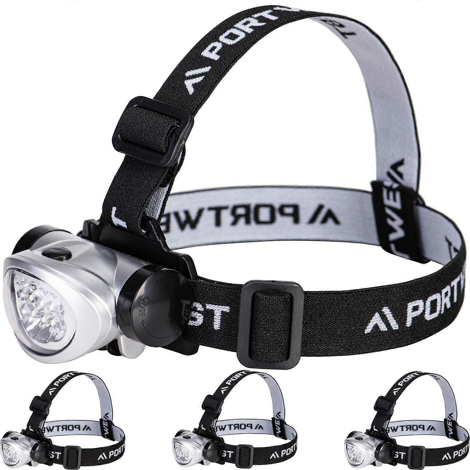 4X Portwest Pa50 Led Head Light Torch Adjustable Battery Headlight Headlamp Bulk