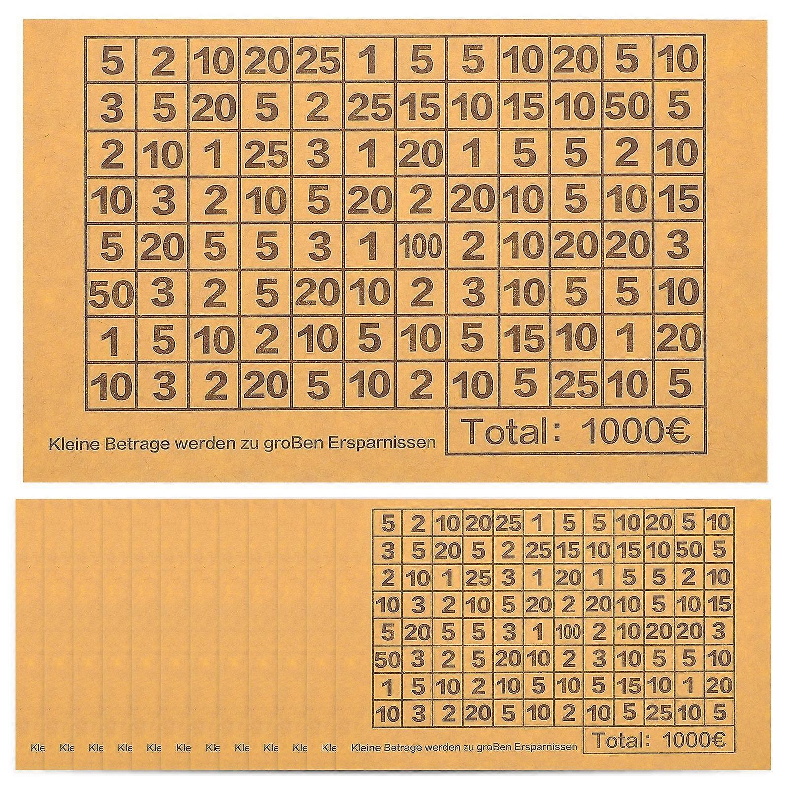 20 Sheets Money Box Challenge Stickers: Savings Track Charts for Piggy Bank and Saving Jars - Budgeting Tracking Labels Numbered for Money Box