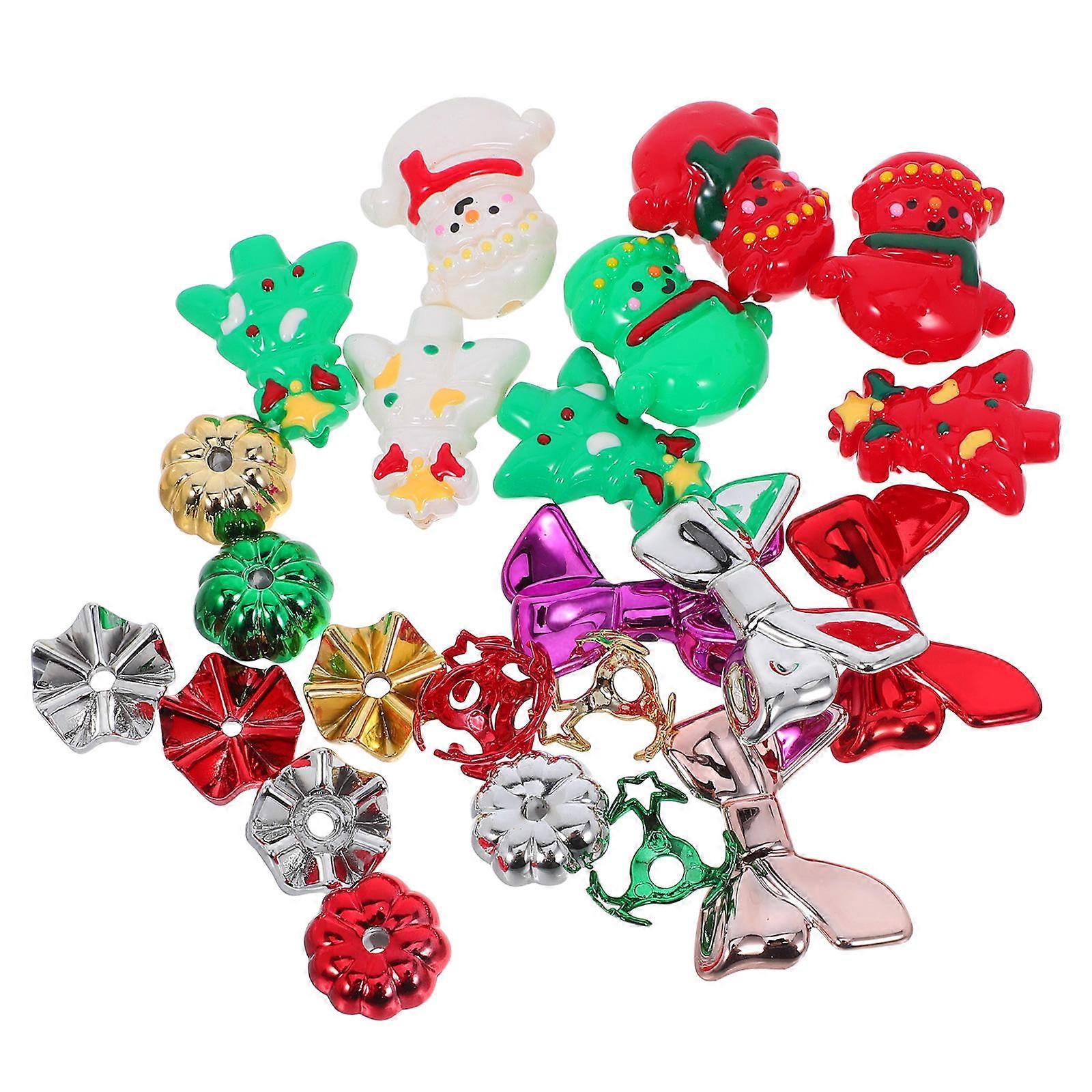 Assorted Color Christmas Beads Spacer Beads for Holiday Crafts 96Pcs