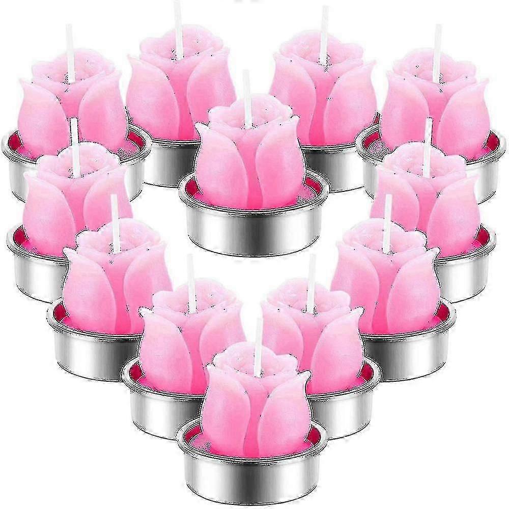 12 Pieces Cactus Rose Tealight Candles Handmade Delicate Succulent Cactus