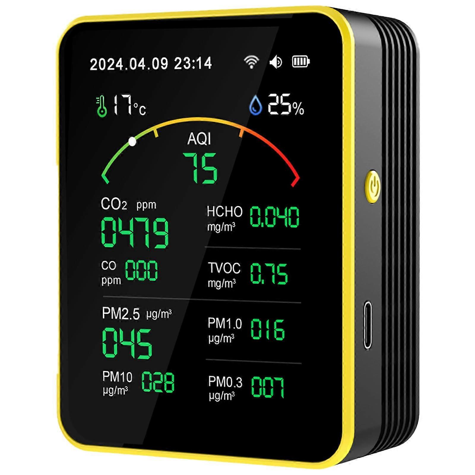 Air Pollution Meter Multifunctional Indoor Air Detector With LCD Display For Home Use CO2 PM2.5 TVOC Testing Portable