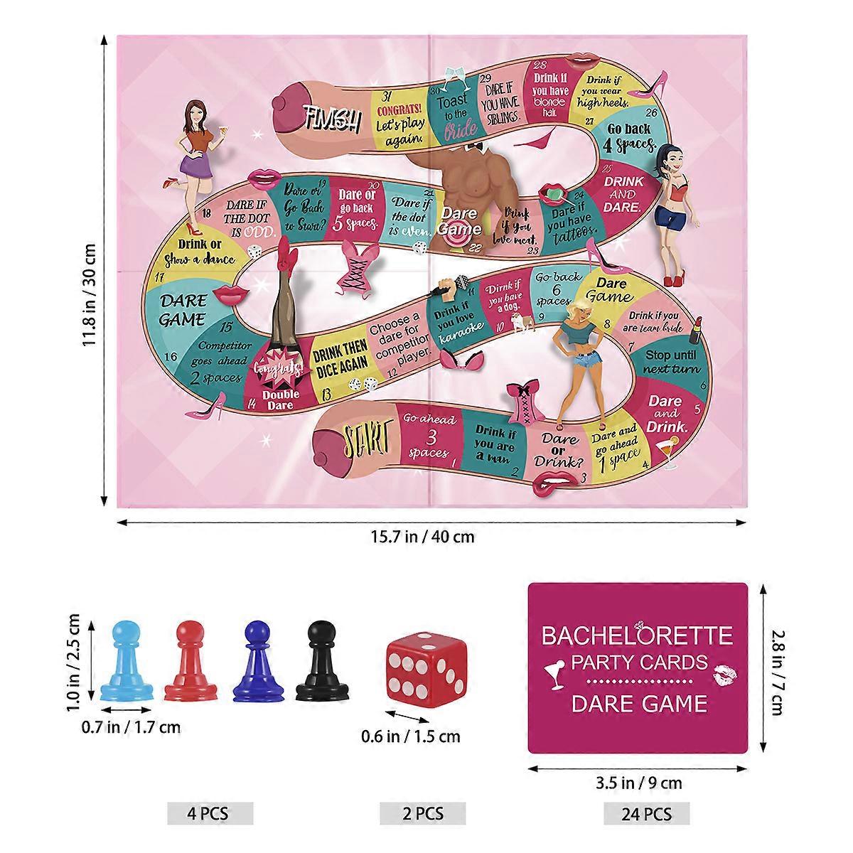 Drink Or Dare Bachelorette Party Game Set with Accessories for Girls Night Out
