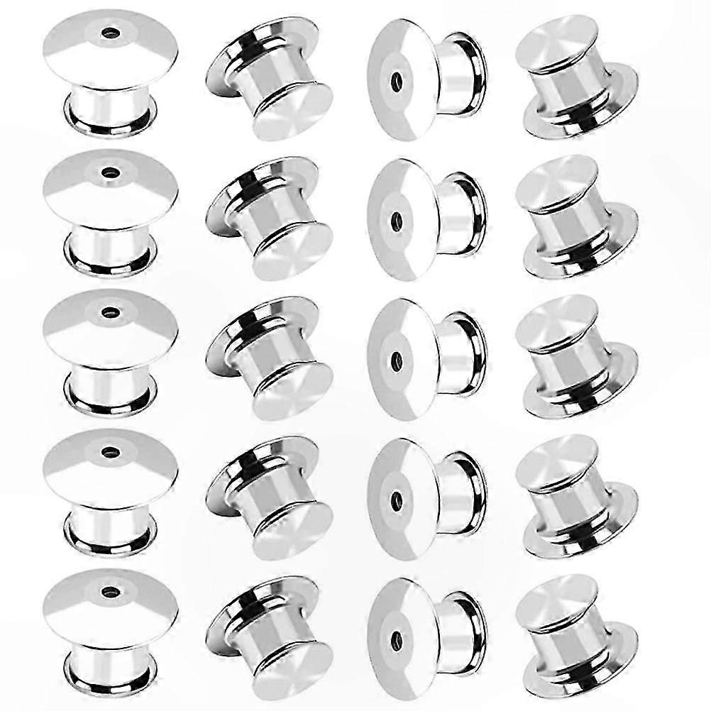 20 Metal Brooch Pin Backs with Locking Clasps for Lapel Pins and Accessories