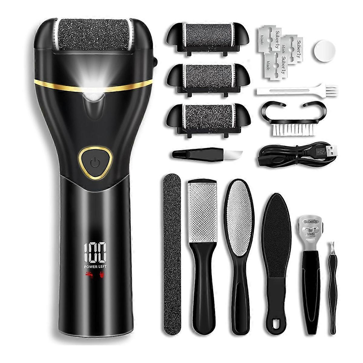 17 In1 Callus Remover for Feet, Electric Foot Callus Remover Waterproof with 3 Rollers 2 Speed Battery Display