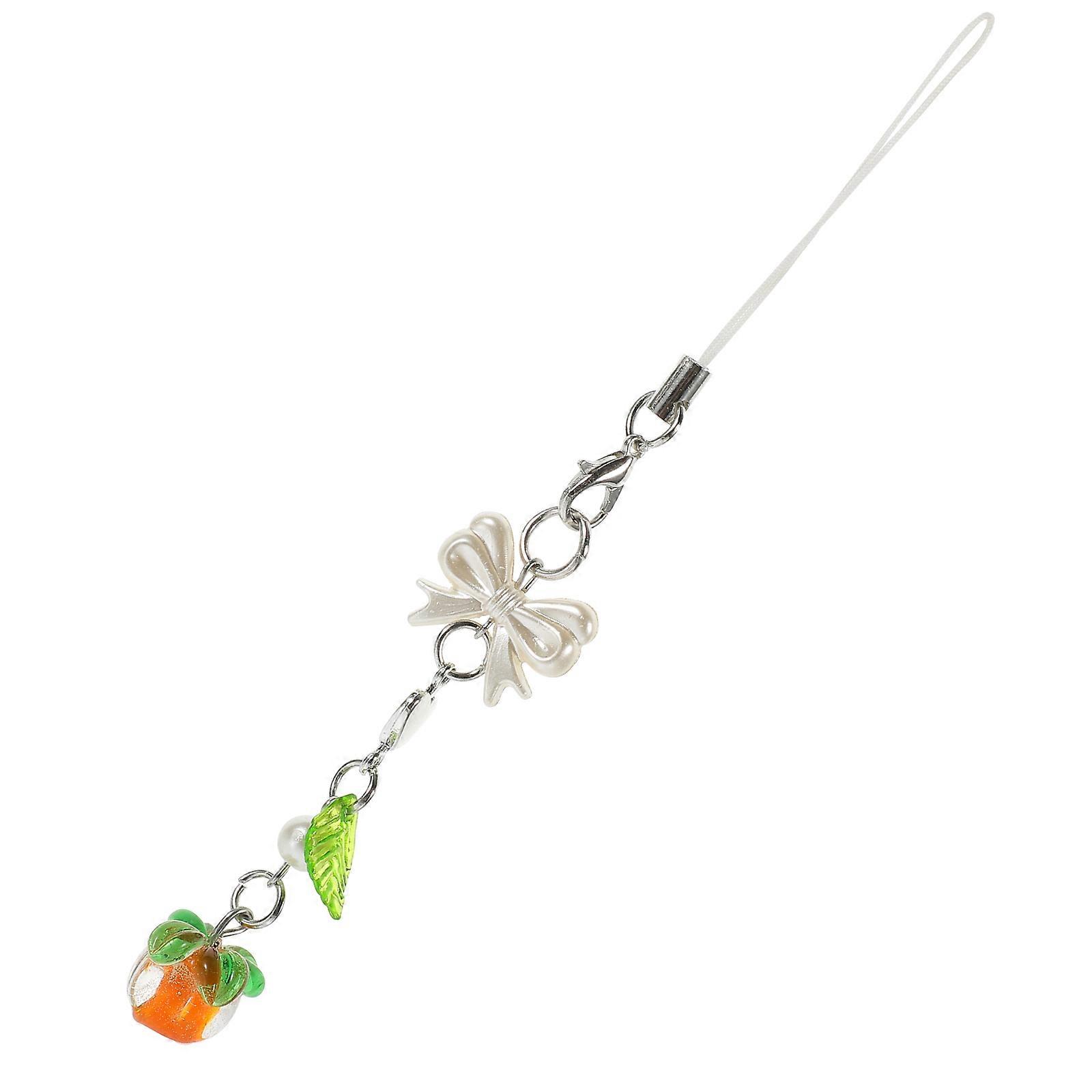 White Phone Strap Charm Bowknot for Decoration 5Pcs Acrylic Mobile Accessory