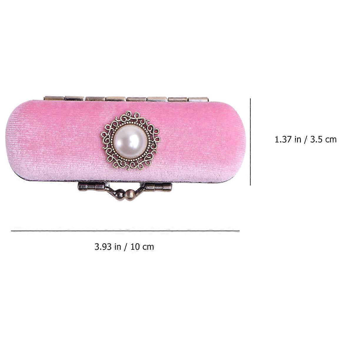 Vintage Vibe Lip Balm Bag 2Pcs Retro Lipstick Holder Cosmetic Organizer For Women Travel Daily Use With Mirror