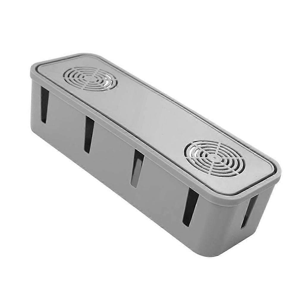 Grey Plastic Socket Holder Cable Organizer Box for Indoor Use 1Pcs