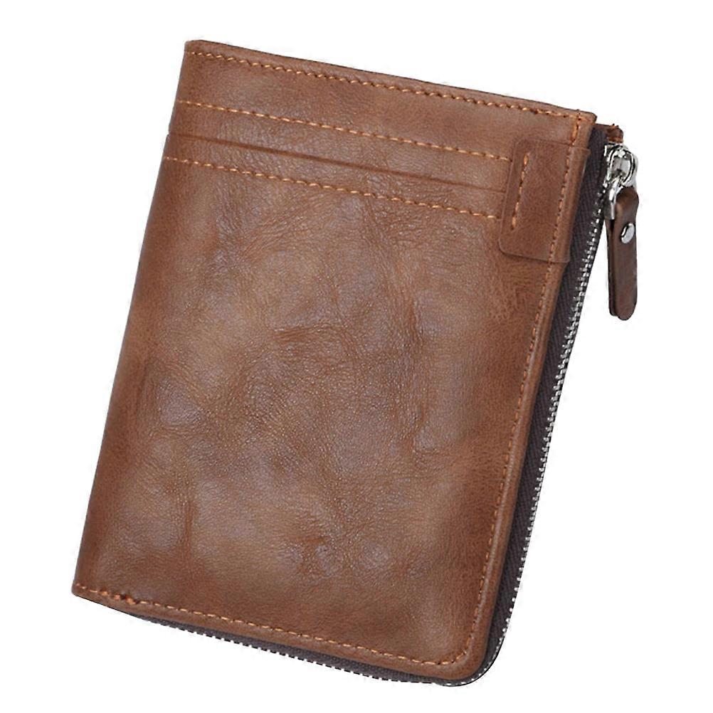 Men Short Purse Rfid Blocking Wallet for Multi-Card Use 2Pcs Brown