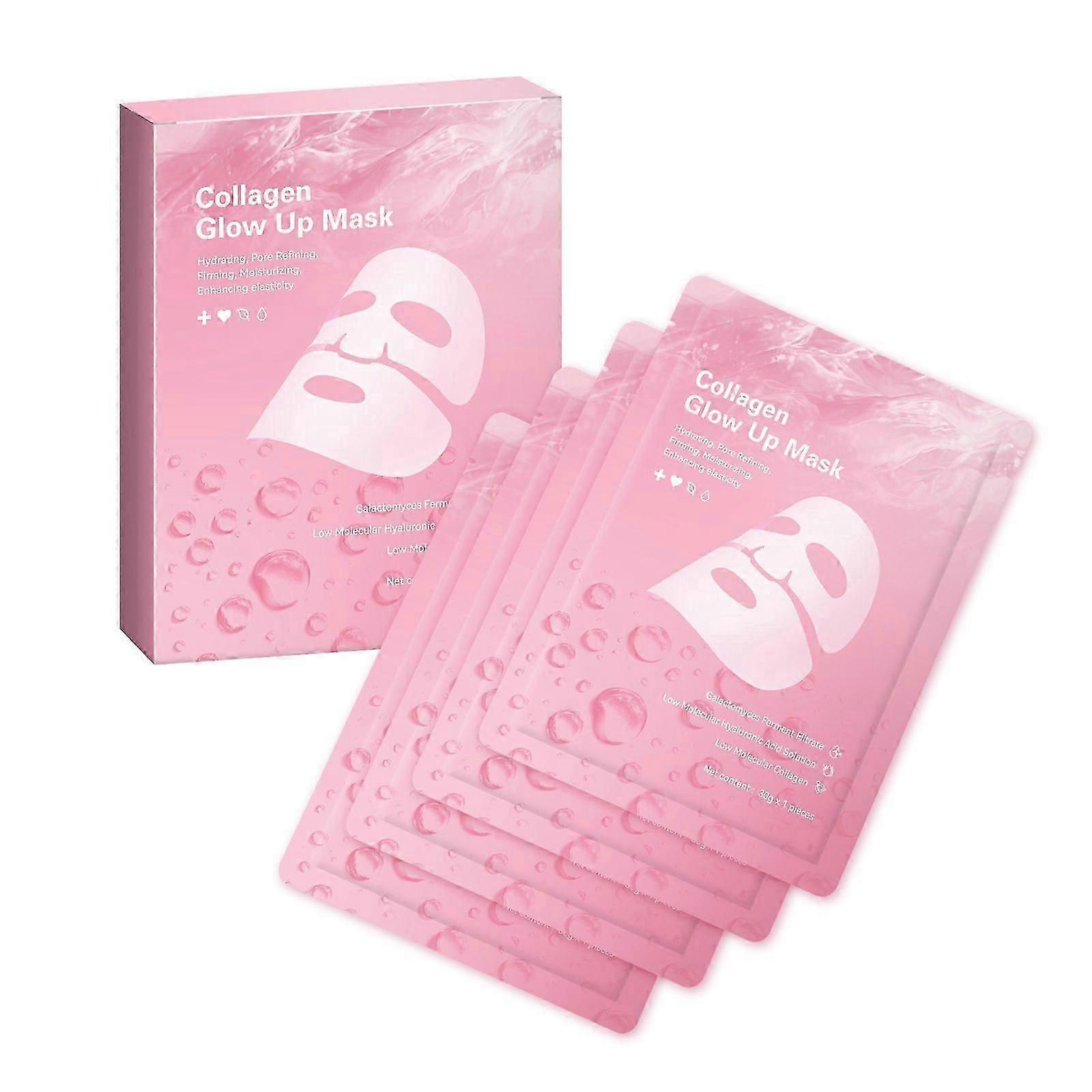 Collagen Glow Up Mask, Bio Collagen Face Mask, Firm Skin Deep Hydrating Masks for Wrinkle Reduction and Pore Minimization - 4PCS