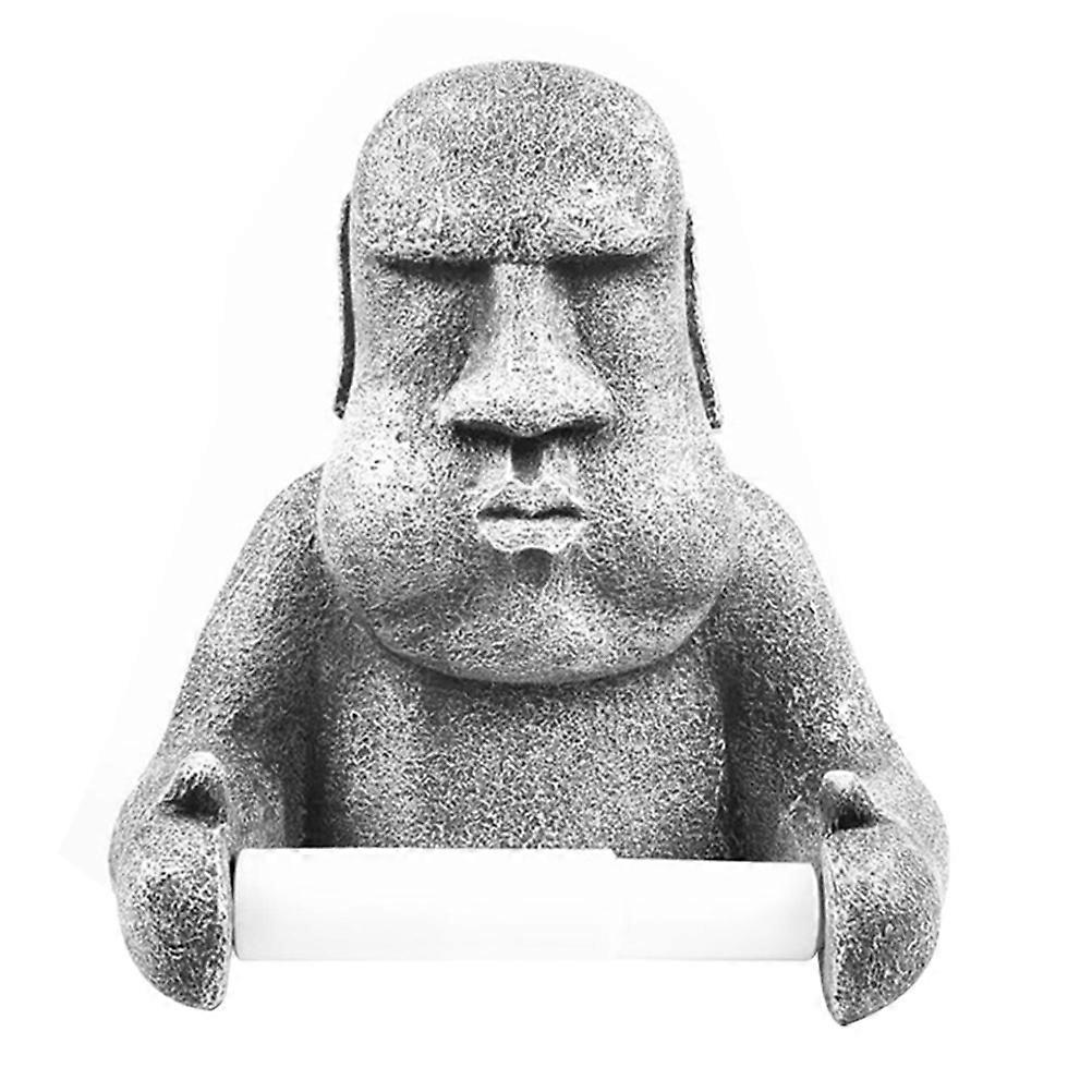 Resin Wall Mounted Roll Paper Rack for Toilet Use 2Pcs Moai Design