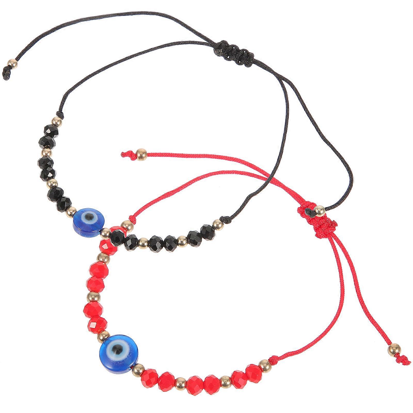 3 Pairs Evil Eye Couple Braided String Bracelets Adjustable Wrist Decoration for Daily Commuting and Festivals