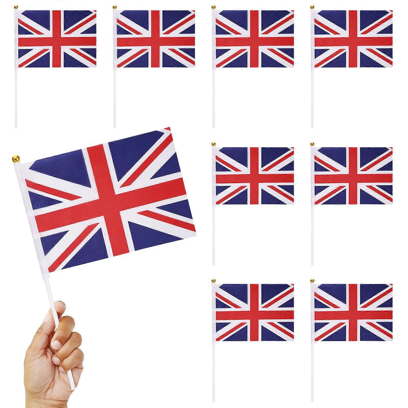 Handheld Uk Flag for Festival Cheering 100Pcs Union Jack Flags Assorted Color