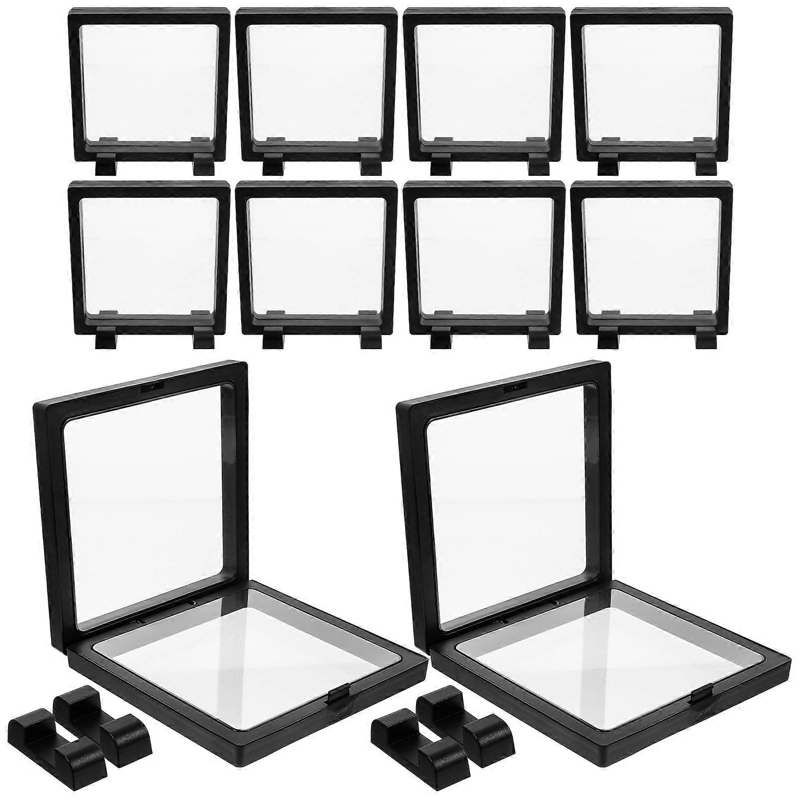 Floating Frame Display Case for Decor 4Sets Coin Display Black Material