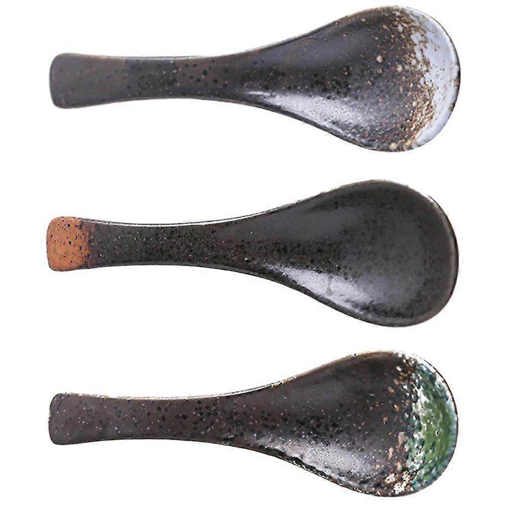 Japanese Style Ceramic Serving Spoon for Kitchen Supply 6Pcs