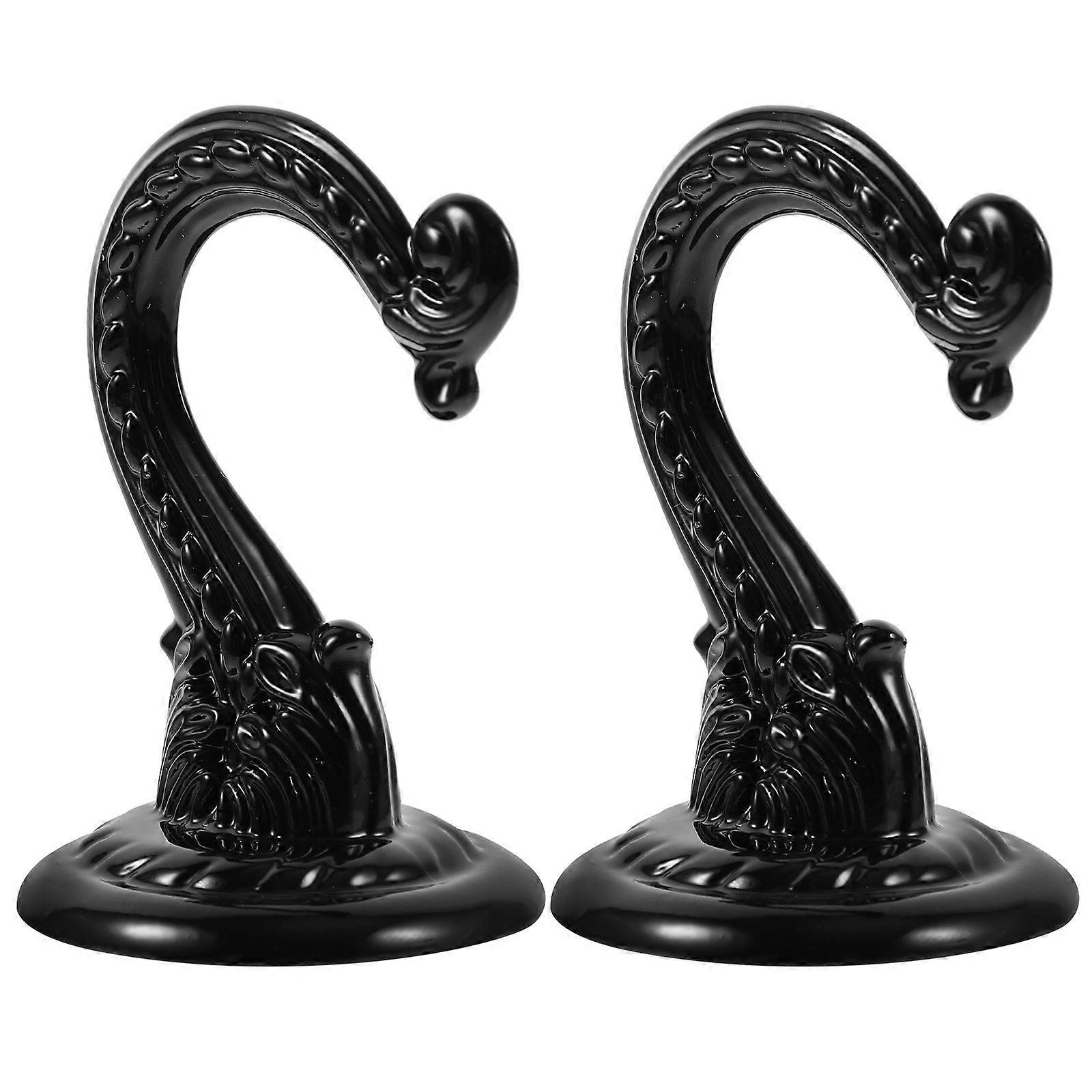 Modern Ceiling Hooks Heavy Duty 2 Sets Ceiling Black Zinc Alloy Easy Installation Strong Bearing Capacity