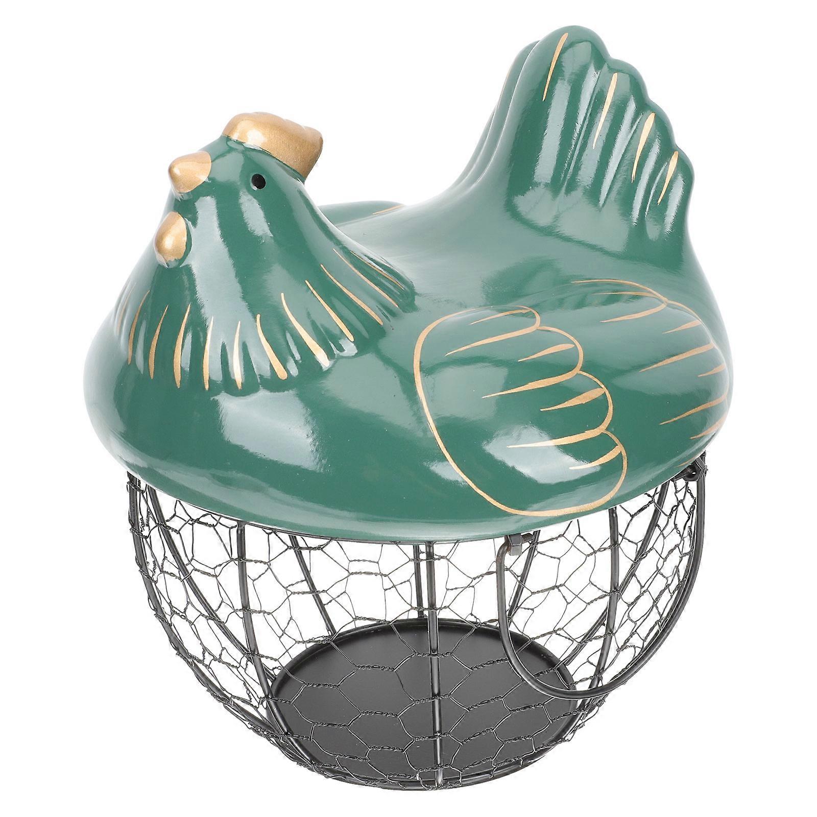 Eggs Storage Basket Ceramic Iron Basket for Kitchen Supplies 2Pcs