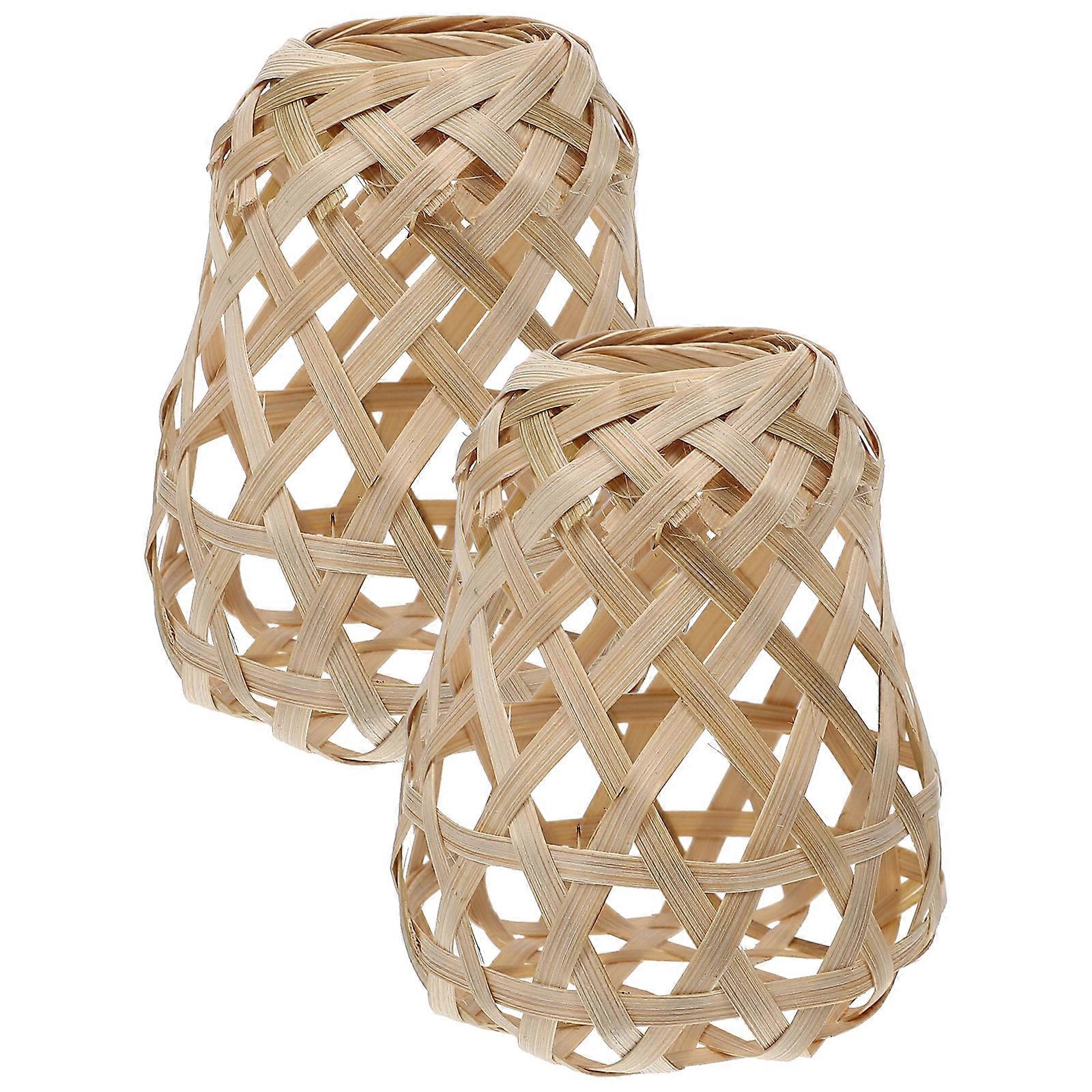 6Pcs Bamboo Lamp Shade Small Lampshade for Pendant Light Khaki