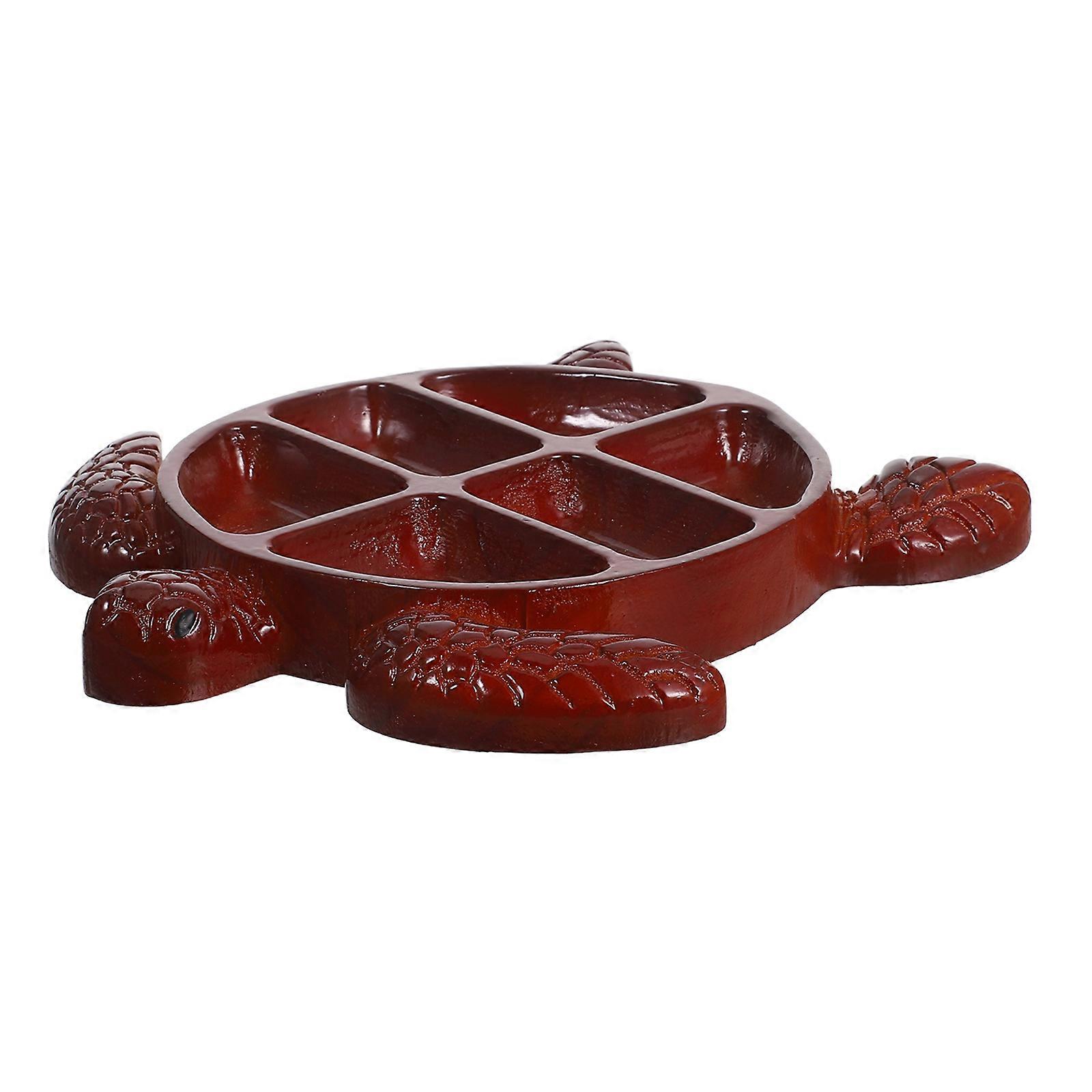 Brown Wood Turtle Shaped Tray for Nuts Serving 3Pcs Party Tray