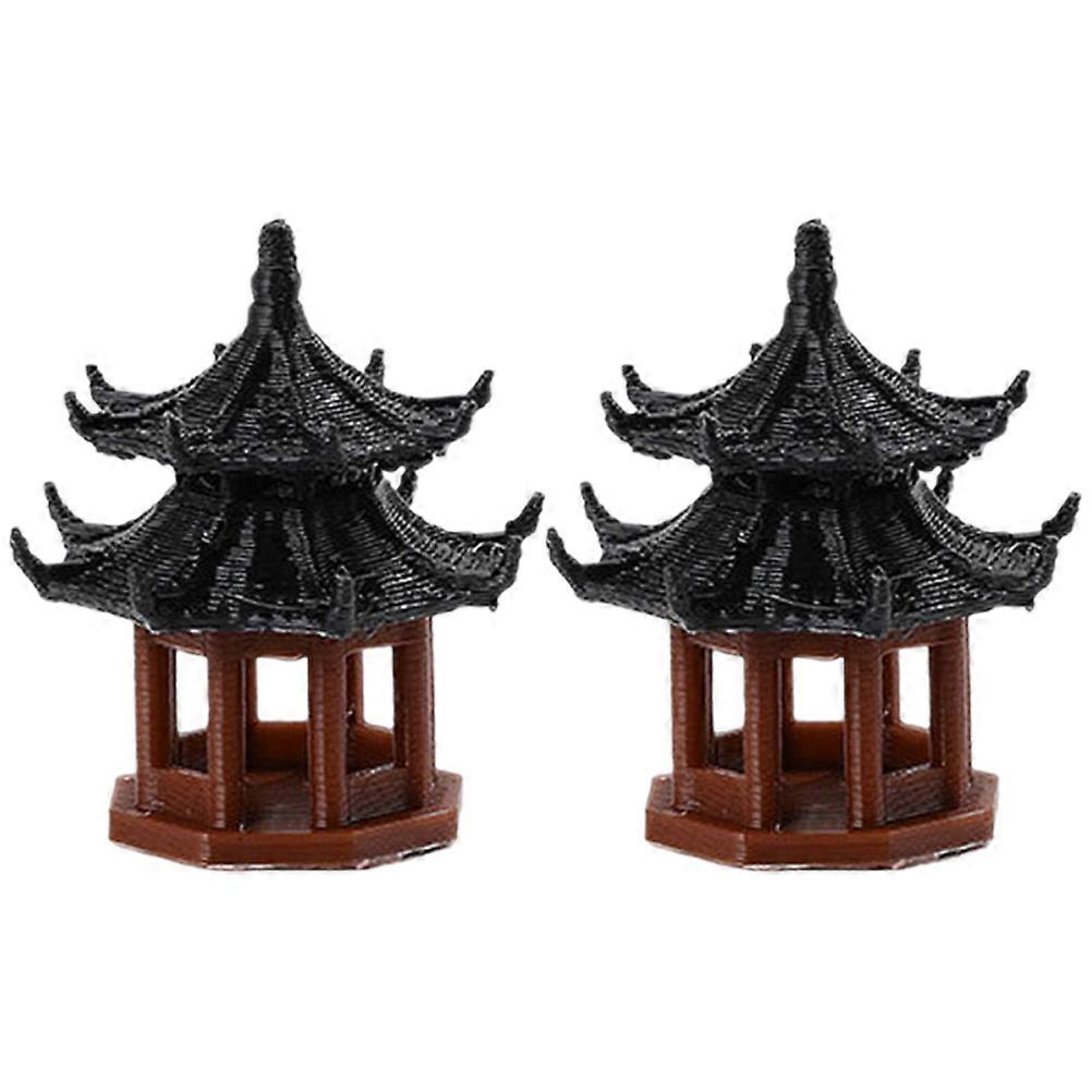 Chinese Style Mini Pavilion Garden Decor For Desk And Garden Settings 1.8X1.8X7.1in Featuring Concise Design Crafted From Lightweight Plastic 8 Pcs