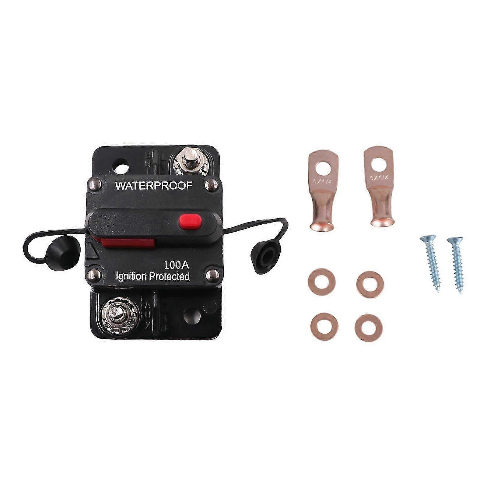 Waterproof Circuit Breaker with Manual Reset for Boats and Cars - High Current Inline Fuse for Inverters and Safety Use