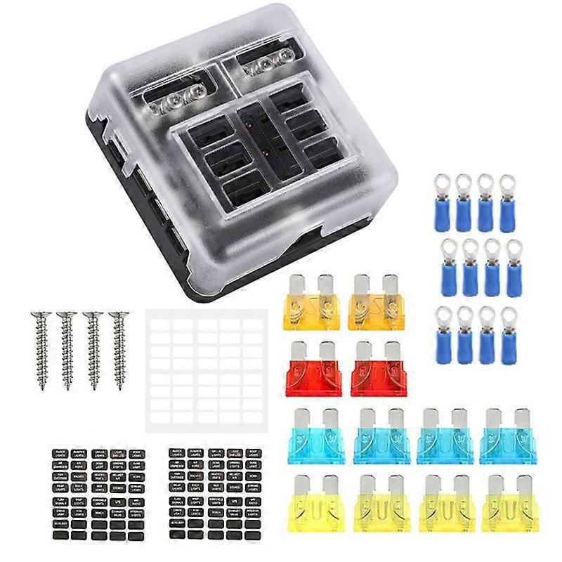 6 Way Fuse Block,with LED Indicator for Dc12-24V Car Boat RV Truck