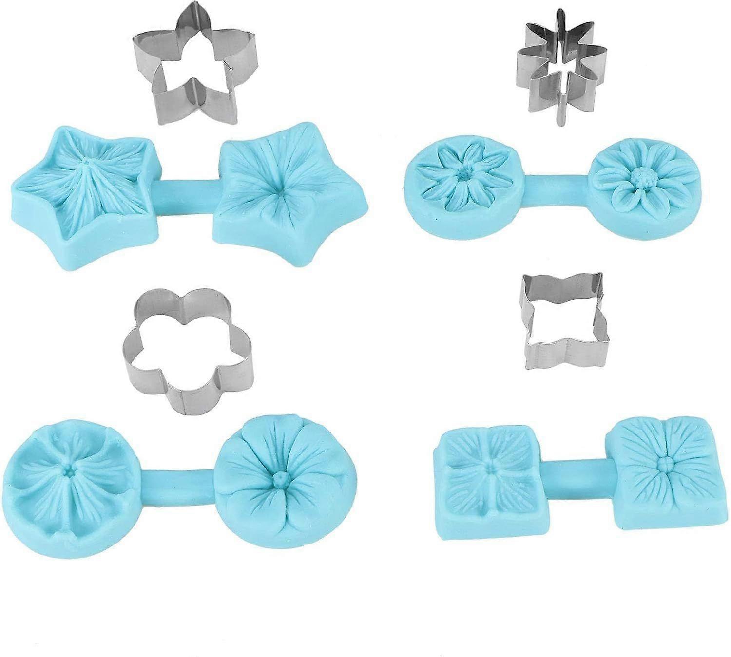 Silicone Mold, 4 Sets Flower Molds for Fondant Cake with Reusable Baking Tool for Cupcake Chocolate Candy
