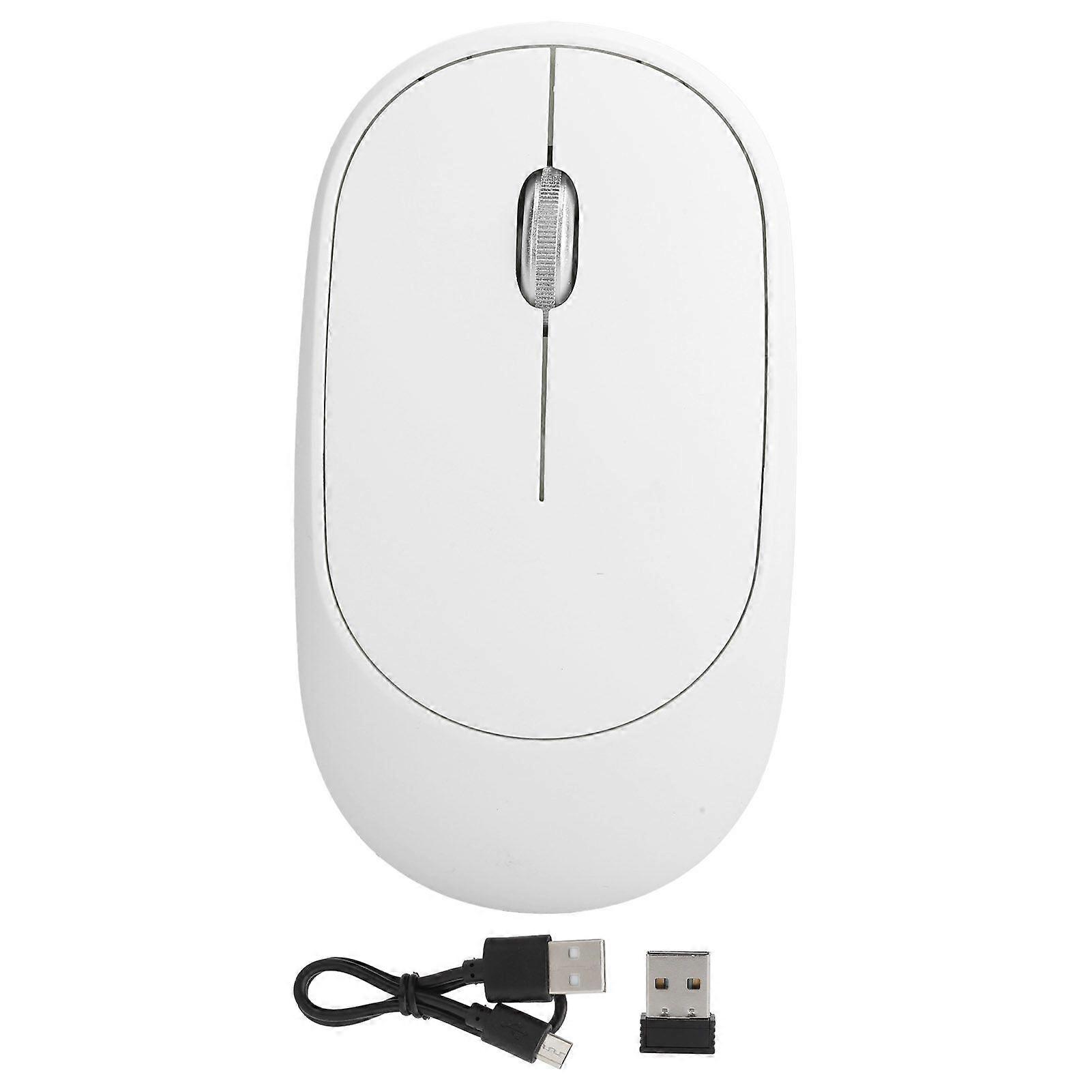 Wireless Mouse DPI Adjustable Chargable Optical Computer External Device with USB ReceiverWhite