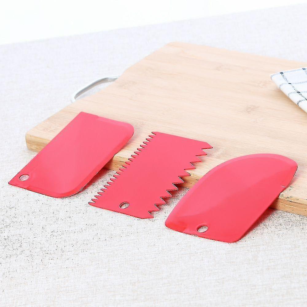 Bakeware Sets Pink S 3 Pcs/set Baking Pastry Tools Plastic Spatula Dough Scraper Plain Smooth Spatulas Cutters