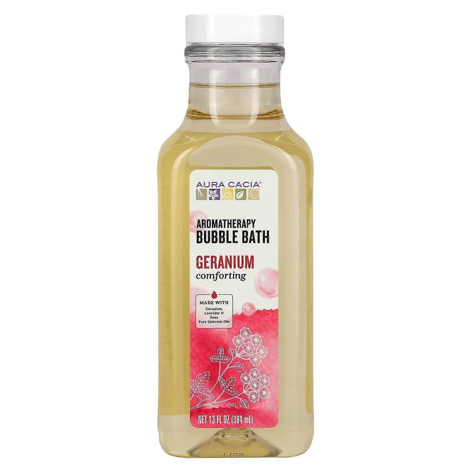 Aura Cacia, Aromatherapy Bubble Bath, Comforting Geranium, 13 fl oz (384 ml)