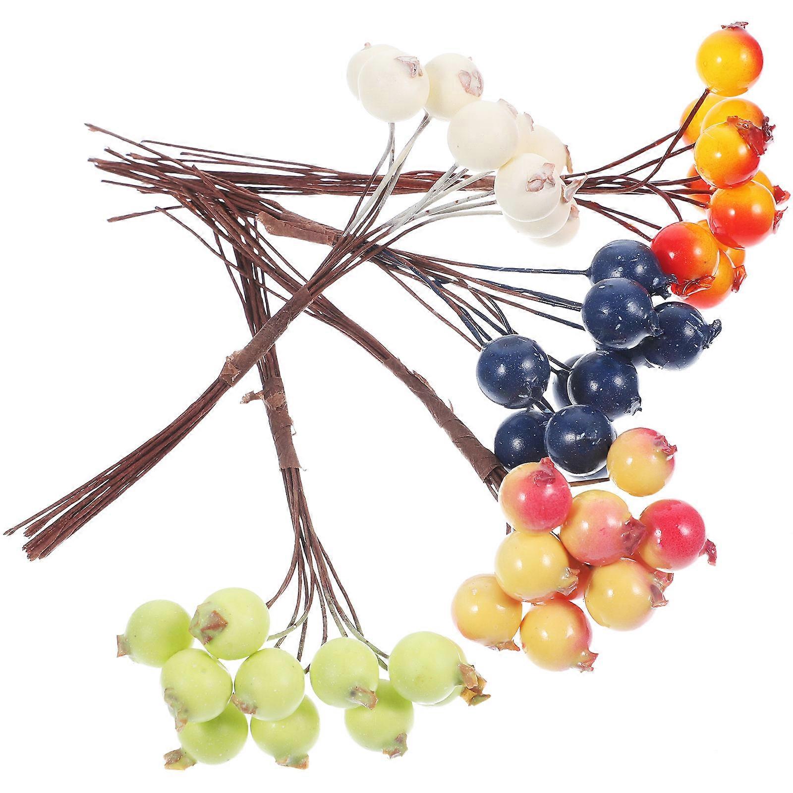 Simulation Pomegranate Stems and Picks for Decoration 25Pcs Artificial Berries