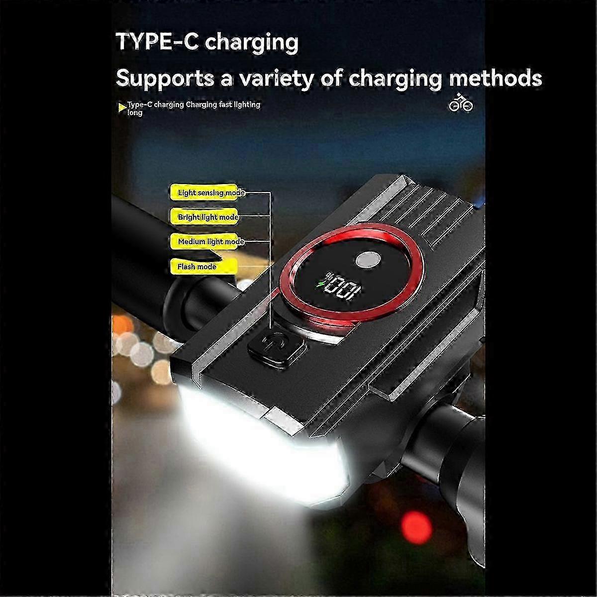 2025 Bicycle Light Rechargeable Bike Light with Charging Quantity Display