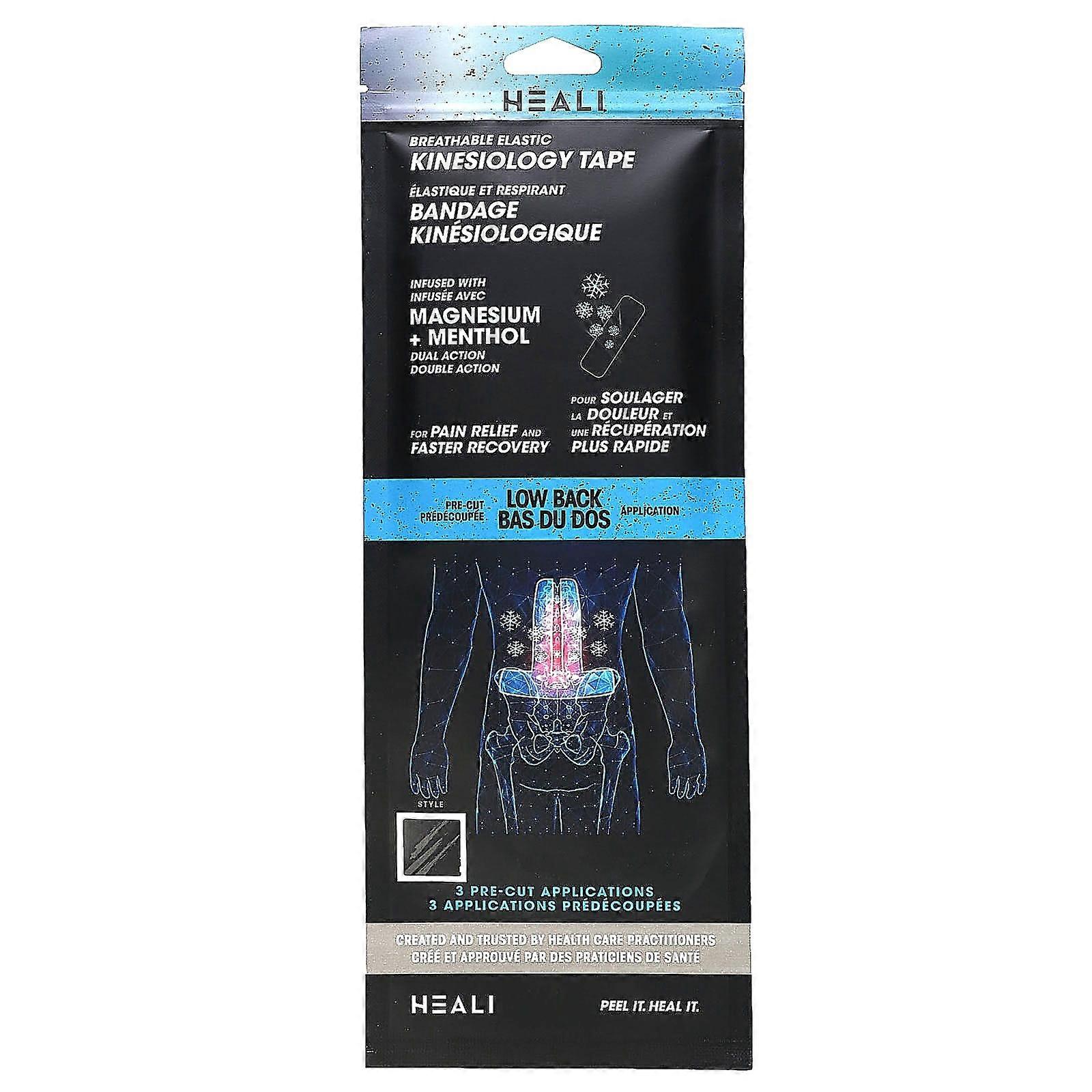 Breathable Elastic Kinesiology Tape, Low Back, 3 Pre-Cut Applications