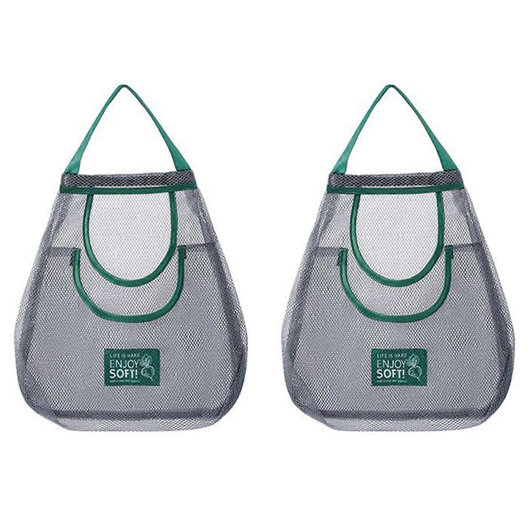 2X Reusable Kitchen Hanging Mesh Bag Large Capacity Home Fruit Vegetable Storage No.3