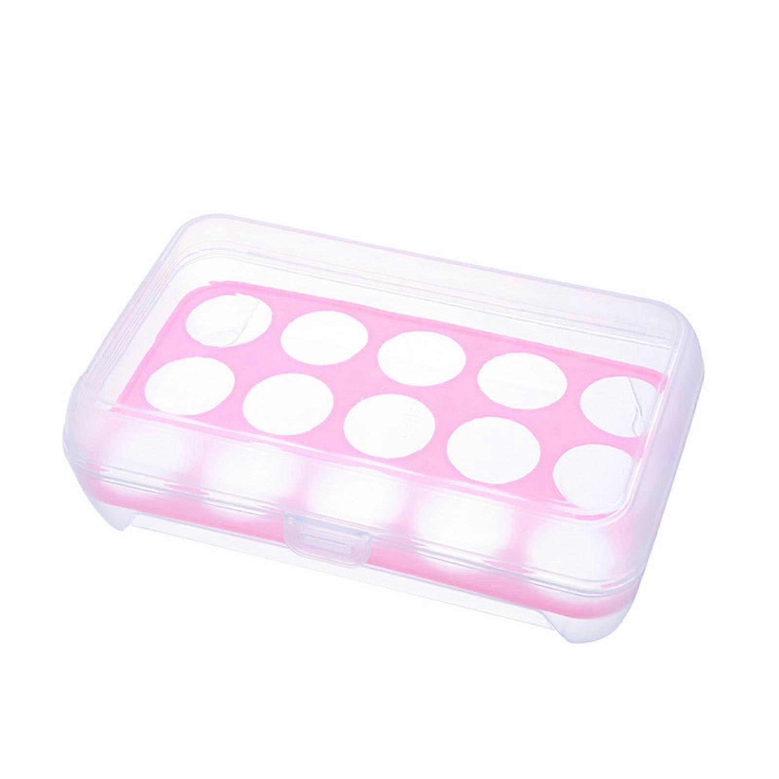 XIUH Kitchen Tools, Refrigerator Egg Storage Box 15 Grid, Portable Picnic & Travel Egg Container, Plastic Egg Box