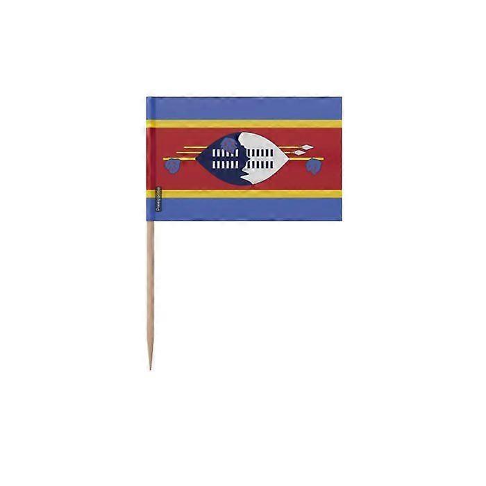 Toothpicks Eswatini Flag - 12 cm - 100 pieces - Adhesive plastic - Bamboo stick - Pixelforma