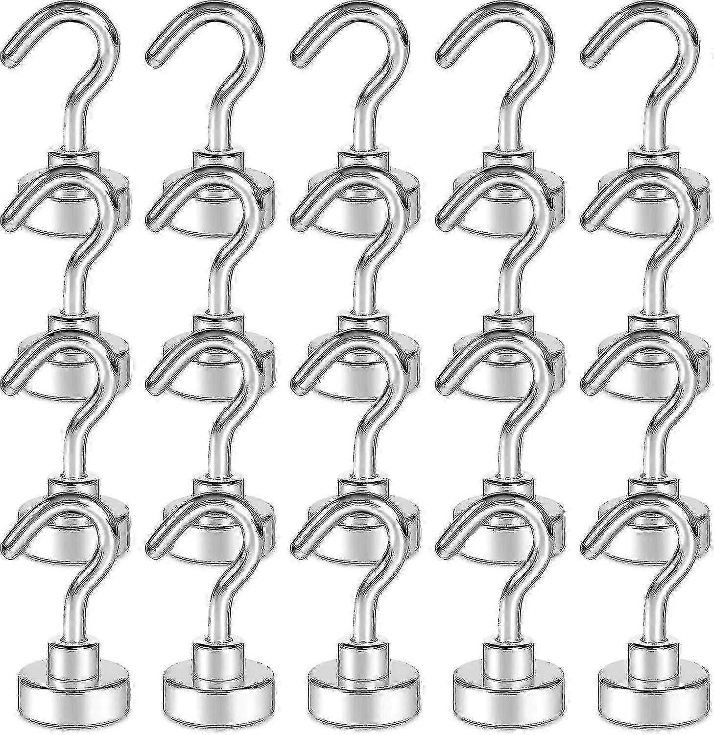 Magnetic Hooks 20 Pack - Strong 10kg+ Magnet with Refrigerator & Ceiling Hook, Versatile Uses