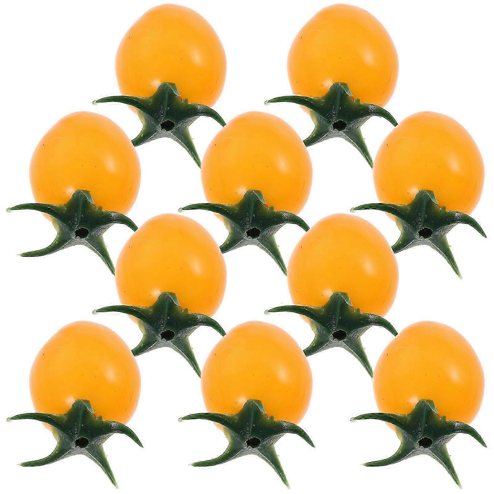 Simulation Tomato Mini Artificial Tomatoes for Decor 10Pcs Yellow Cherry Models