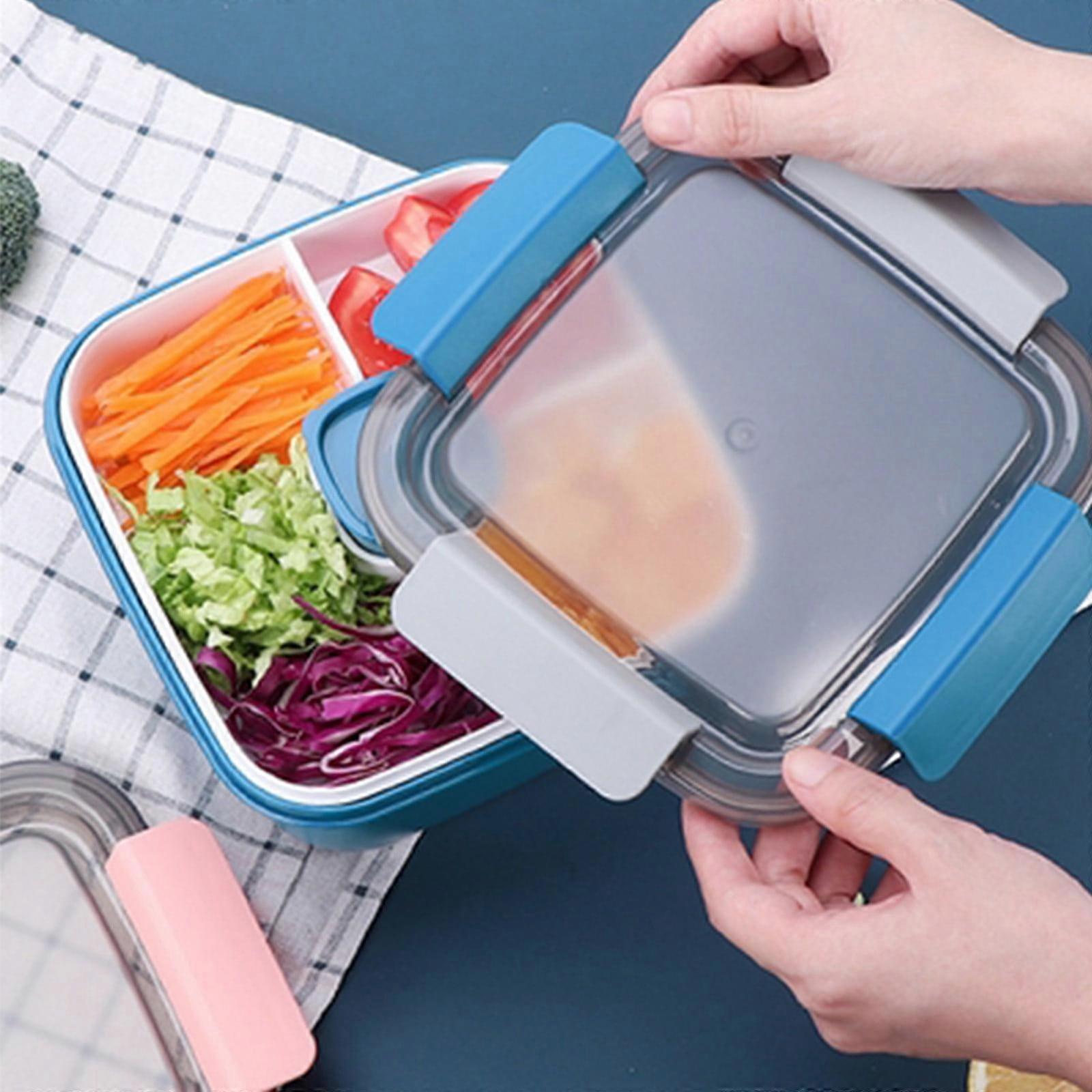 karymi Double Layer Plastic Lunch Box, Small Compartment Portable Lunch Box Compatible with Microwave Oven, Student Supplies