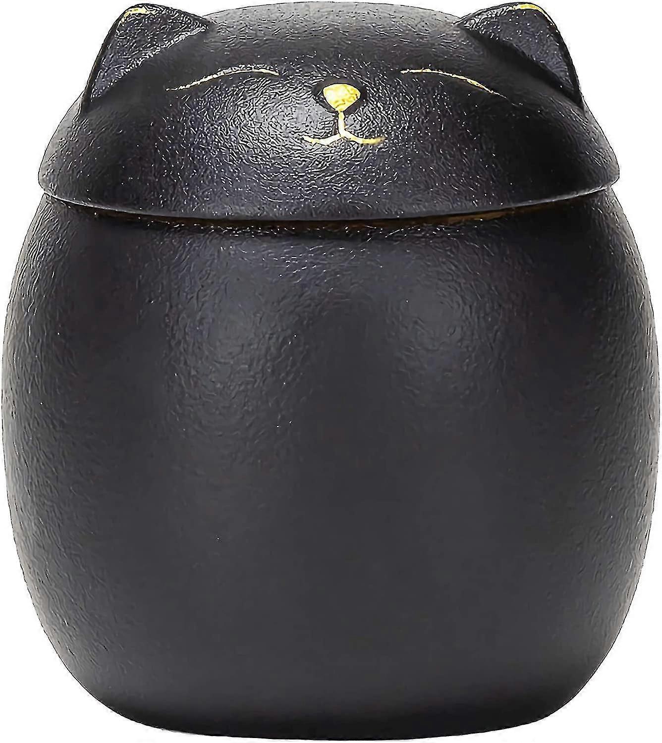 猫骨灰盒猫骨灰盒 纪念品宠物骨灰盒猫黑猫骨灰盒 3“ X 3”（黑色）