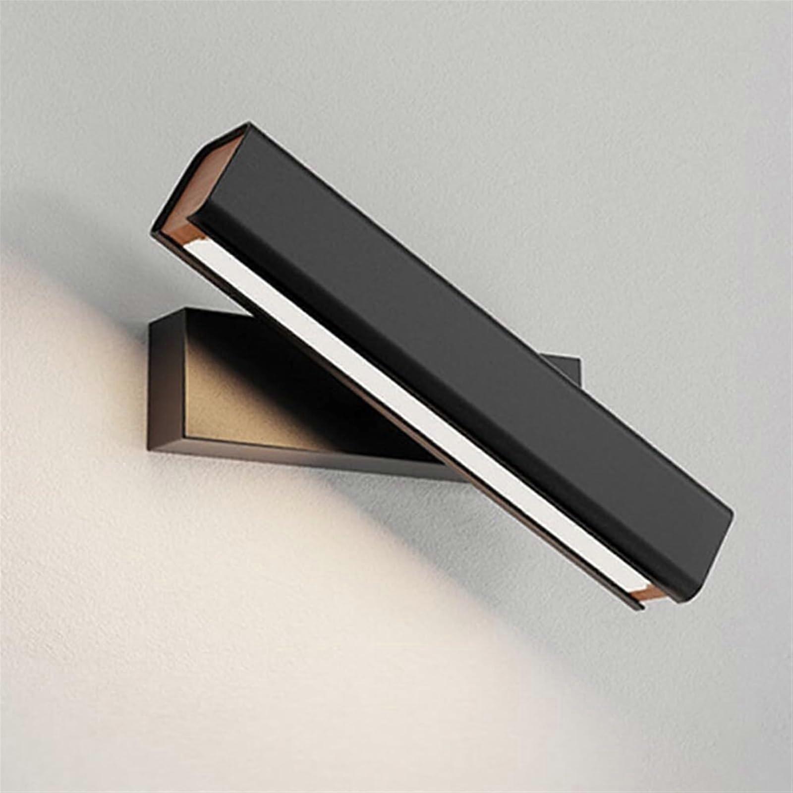 360 Degree Rotatable LED Interior Linear Light Bar Black 4000K Model L Wall Mount Bedside Headboard Rectangular Lamp