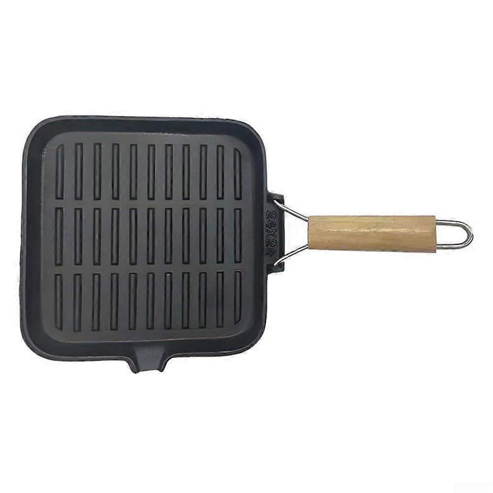 Cast Iron Skillet With Wooden Handle Foldable Design For Stovetop Oven Open Flame Portable