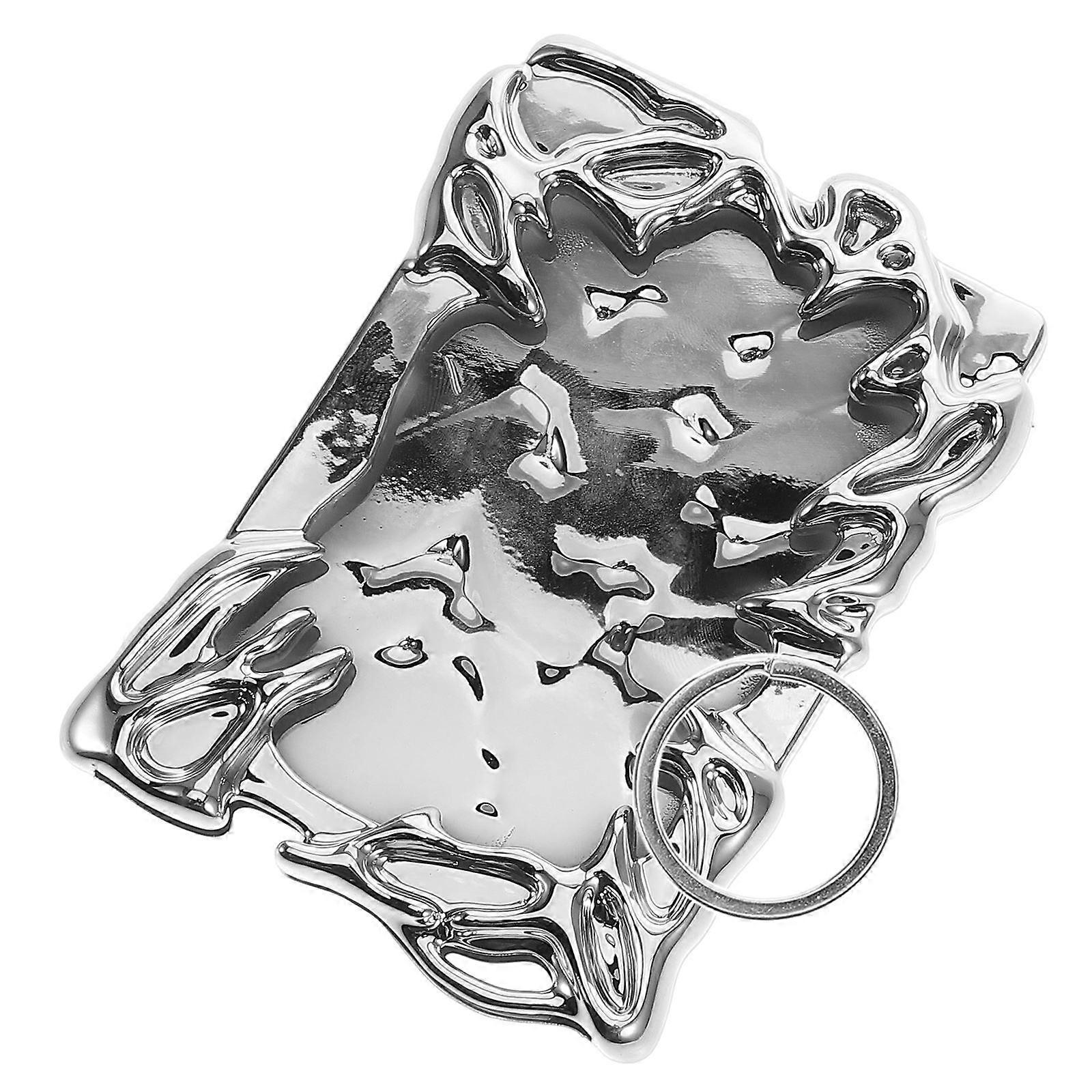 Silver Photo Frame Keychain Holder for Id Badge with Electroplate Plastic