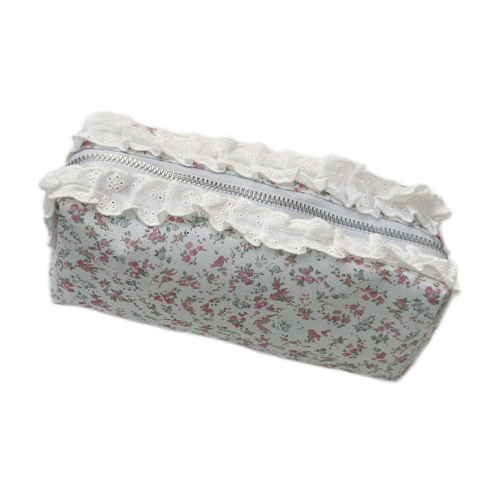Stylish Floral Lace Fabric Case Spacious Interior Holds Multiple Writing Tools Multicolor